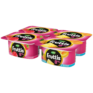 Йогурт Fruttis Суперэкстра Малина и Ананас-Дыня 8%