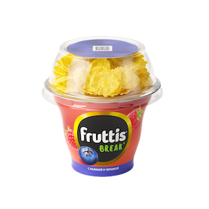 Йогурт Fruttis Break малина с черникой и кукурузными хлопьями 2,5%